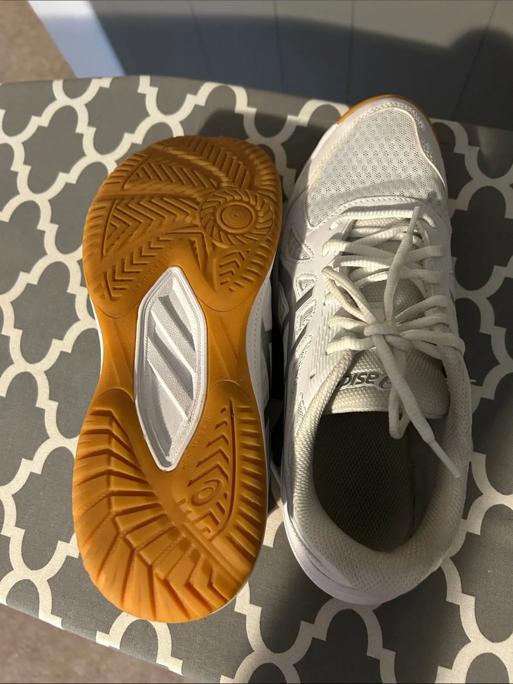 ASICS White Athletic Volleyball Sneakers with Gum Outsole